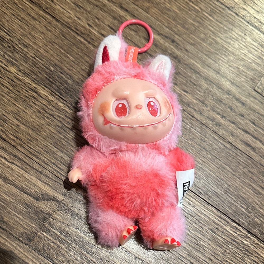 Pink Furry Monster Keychain